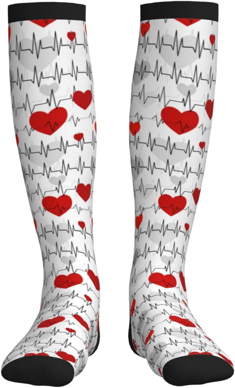 Figtihw Tie Dye Compression Socks Knee High Support Socks For Women Men Running Athletic Hiking - Image 3